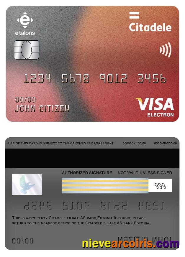 Estonia Citadele Filiale AS bank visa electron card